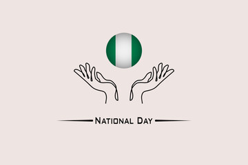 National events and celebrations, National Day of Nigeria, Nigeria flag illustration in the middle between two hands, abstract background, vector illustrator