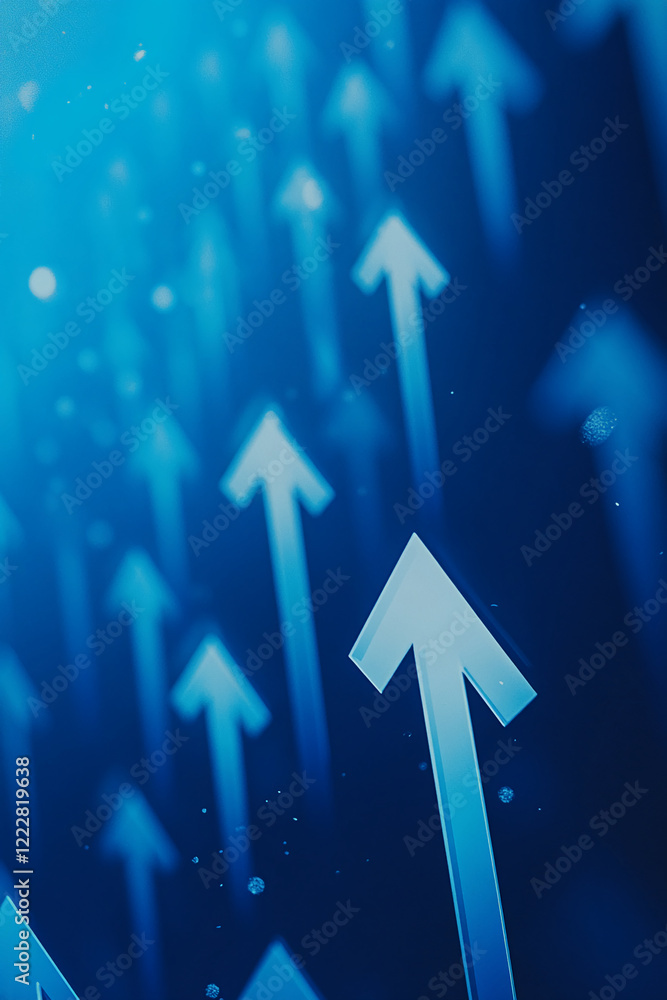 Poster abstract digital arrows in blue gradient background, symbolizing growth or progress. business backgr