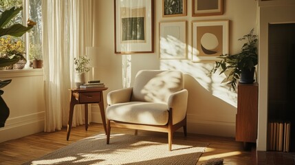 Sunlit Living Room Featuring Comfortable Armchair and Decor