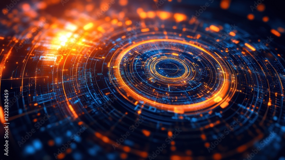 Poster abstract digital technology circular network design