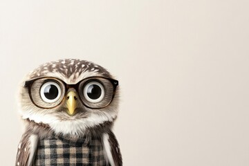 Fototapeta premium Owl wearing glasses in human attire