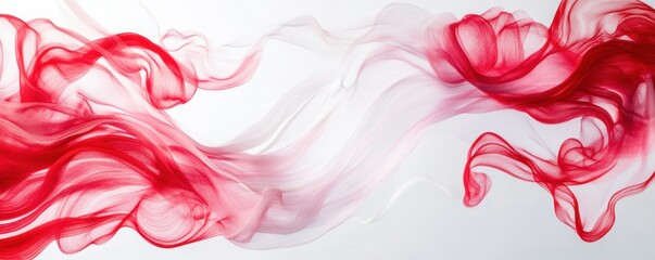 Red and white flowing abstract smoke on light background