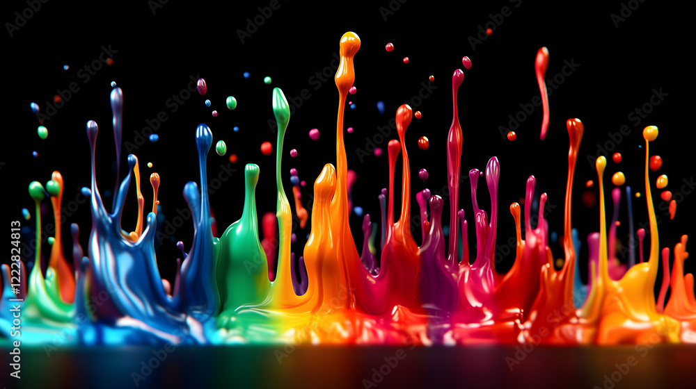 Poster dynamic rainbow paint splash with explosive color burst