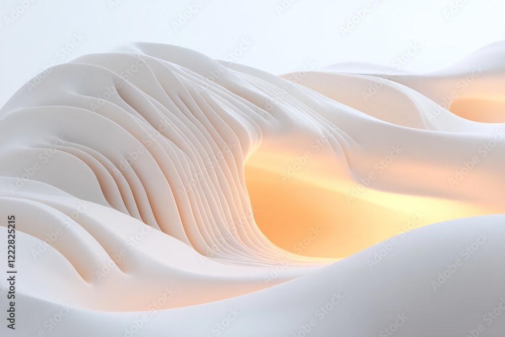 Poster abstract glowing lines ripple softly in rhythmic waves, embodying a visual representation of mindful
