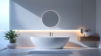 Modern Minimalist Bathroom with Floating Vanity and Frameless Mirror