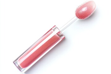 Clear lip gloss tube with soft applicator isolated on the white background