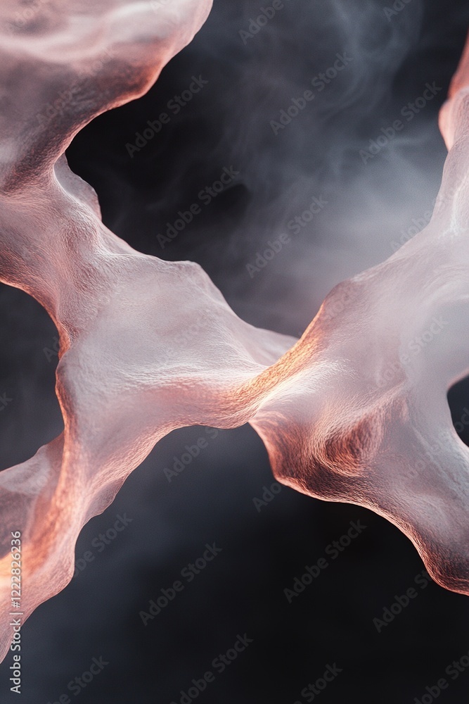 Poster dynamic, abstract veins in glowing orange and red tones ripple across a deep black and gray gradient