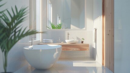 Modern Minimalist Bathroom with Floating Vanity and Frameless Mirror