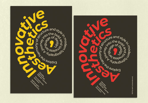 Vintage Spiral Text Design Leaflet Template
