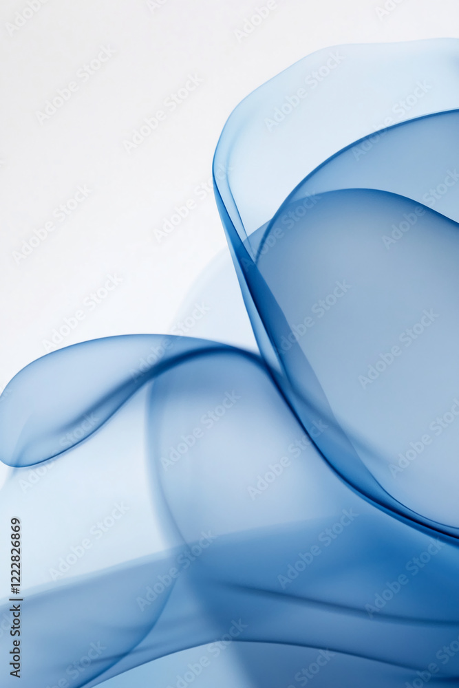 Aufkleber abstract blue fluid curves on white background with smooth flowing fabric texture