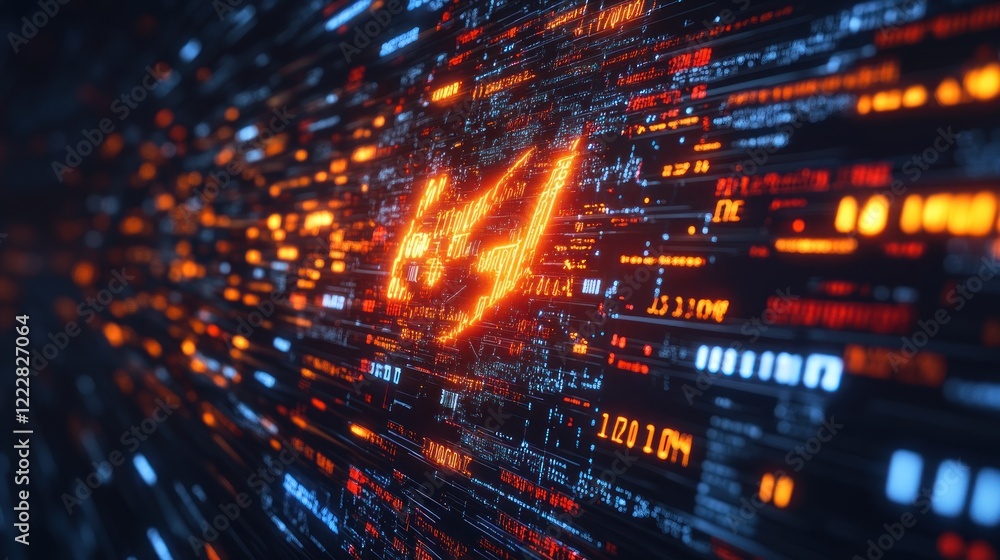 Poster abstract digital data stream showing upward trend
