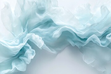 Obraz premium Soft, abstract flowing water veins in blue and turquoise evoke a feeling of calm, set against a gradient background that transitions from white to blue, offering space for text overlay
