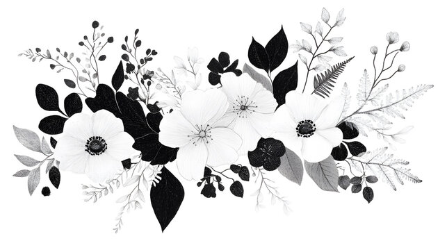 Playful and romantic wedding couple illustrations concept and wedding accessories in hand-drawn.