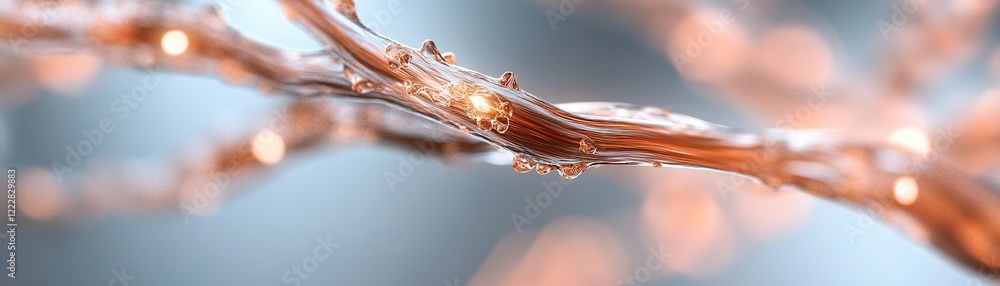 Poster glowing veins branch out from a central point, emitting soft light in warm tones. the background is 