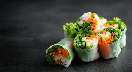 Fresh vegetable spring rolls with vibrant colors and healthy ingredients