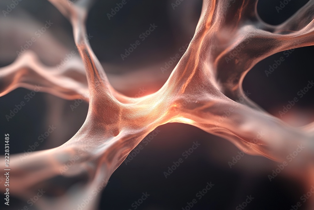 Poster soft light in shades of orange and red emanates from radiant veins, creating a dynamic pattern again