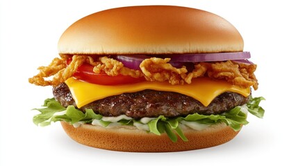 Delicious Cheeseburger Topped With Crispy Onions