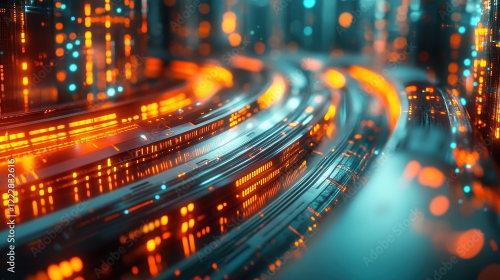 Poster abstract futuristic technology data stream pathway