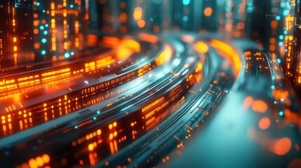 Obraz premium Abstract Futuristic Technology Data Stream Pathway