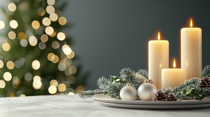 Festive Candles and Winter Decor