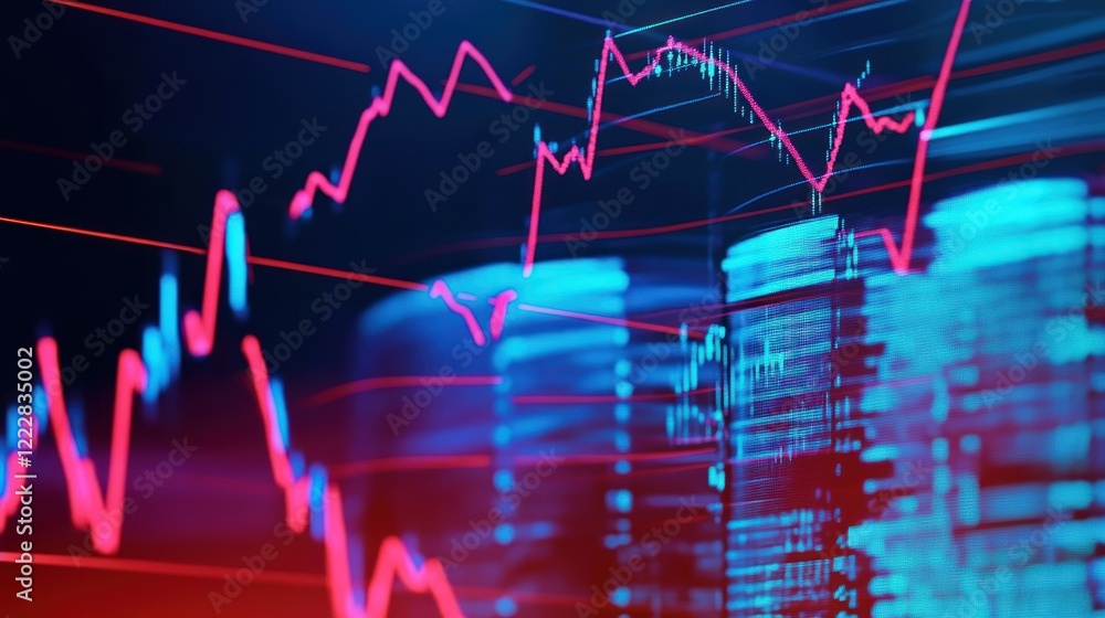 Poster abstract stock market data visualization graph