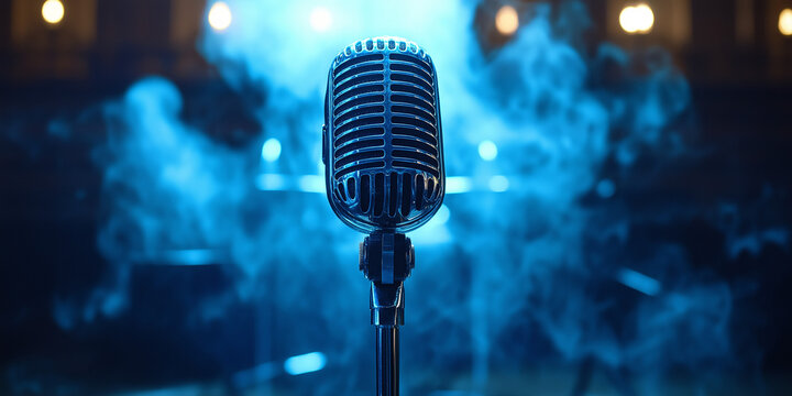 Captivating live music performance concert hall microphone close-up dramatic lighting audience engagement artistic expression