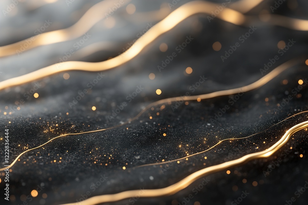 Poster golden veins branch out in flowing patterns on a black-to-gold gradient background. they glow softly
