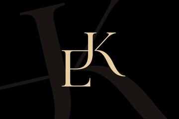 EK or KE letter logo icon design. Classic style luxury initials monogram.
