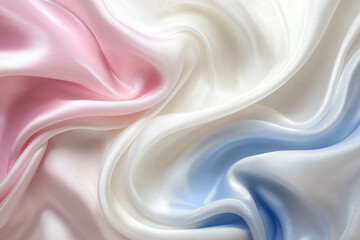 Elegant Pastel Pink Blue White Silk Fabric Drapery Texture Background soft wave flow fold curve     