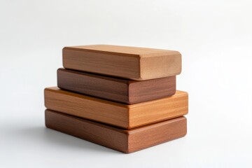 Stacked Wooden Blocks in Vibrant Hues: A Study in Natural Materials and Geometric Design