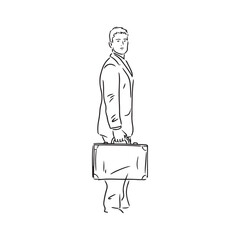 Man Holding Briefcase Digital Art - Minimalist Line Art of Man with Briefcase - Man Holding Briefcase Vector - Man Holding Briefcase Doodle - Businessman Illustration - Man Holding Briefcase Line Art