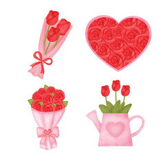 Set of roses for valentine's day , Valentine's banner