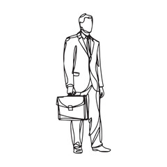 Man with Briefcase Outline - Elegant Line Art of Man Holding Briefcase - Man Holding Briefcase Vector - Man Holding Briefcase Doodle - Businessman Illustration - Man Holding Briefcase Line Art
