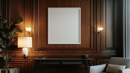 A close up shot of an empty white poster frame
