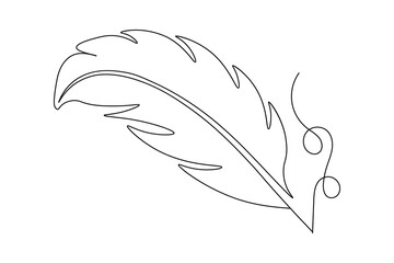 Bird feather Continuous one line art drawing and black white of illustration vector icon © FardinAhmed