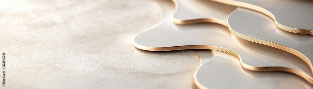 Aufkleber layered golden shapes reveal soft shadows and glowing edges against a neutral backdrop, creating a m