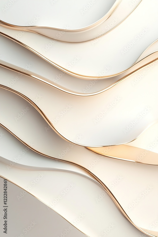 Poster this abstract design features layered golden cutouts in various shapes, casting soft shadows and hig