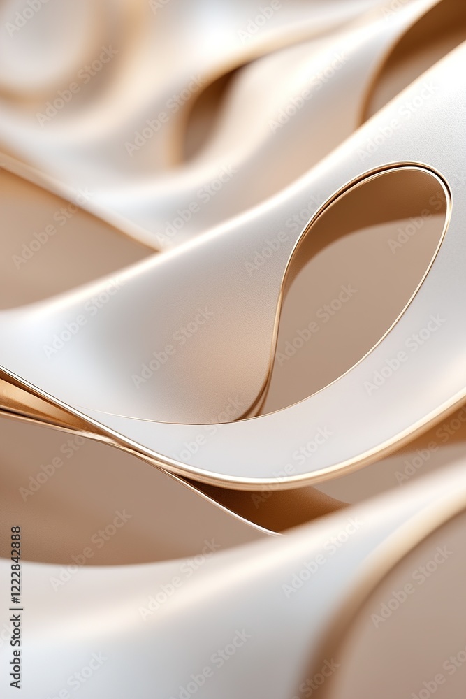 Poster this abstract composition features layered golden cutouts of various shapes, creating an interplay o