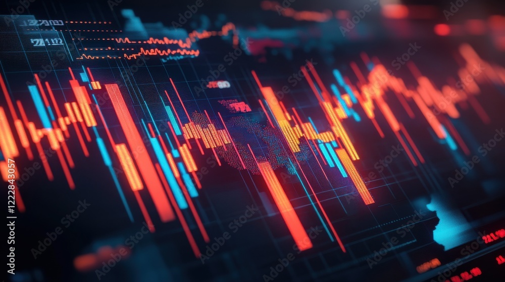 Poster global stock market concept with circle world map and financial chart and diagram at dark background