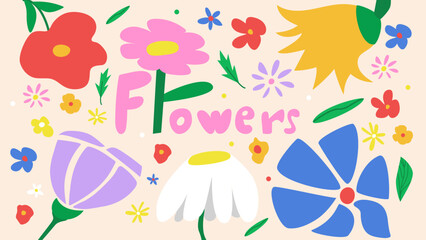 A delicate collection of hand-drawn floral elements in pastel colors. Perfect for creating spring-themed designs, greeting cards, and patterns for textiles