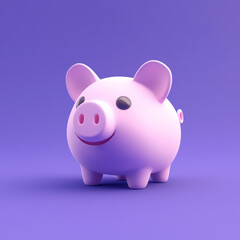 Obraz premium 3d piggy bank, high resolution, purple flat background