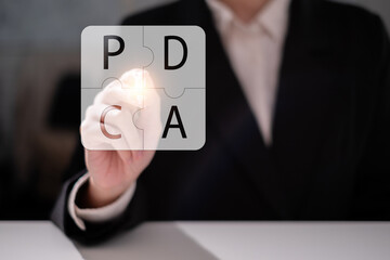 PDCA Plan do check act cycle diagram flow model process management business strategy concept