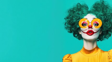 Fototapeta premium Clown fashion: colorful style expression in modern portrait