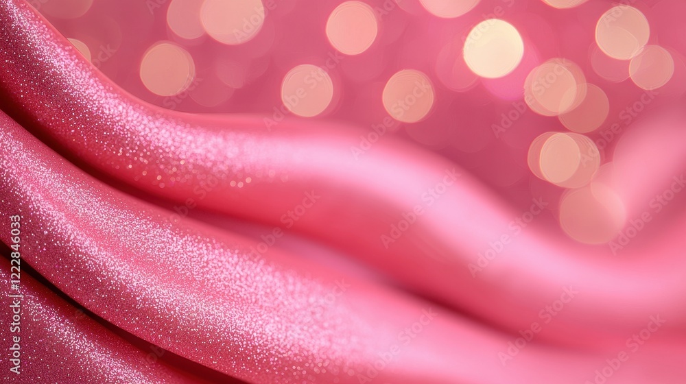 Poster soft pink satin fabric with bokeh background and sparkle effect
