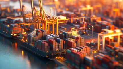 Fototapeta premium Global trade hub, advanced data visualization, 3D illustration.