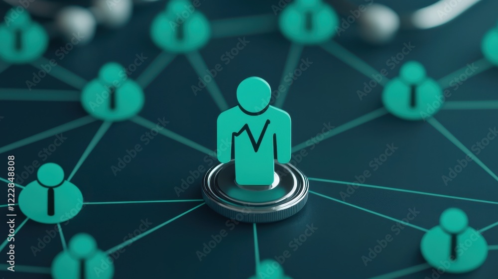 Poster network connection concept with human figure and data visualization