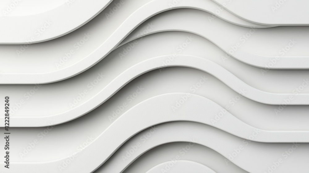 Poster abstract white layered waves on smooth texture background design