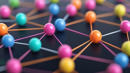 Colorful Network Connection with Vibrant Nodes and Lines