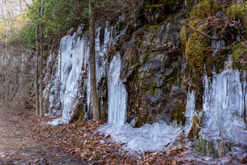 Lula Lake Land Trust, Lookout Mountain, Georgia. Melting icicles form interesting formations...