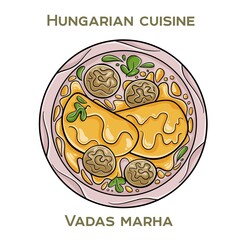 Vadas Marha is a traditional Hungarian dish featuring tender beef marinated in spices, then breaded and deep-fried to a crispy perfection.